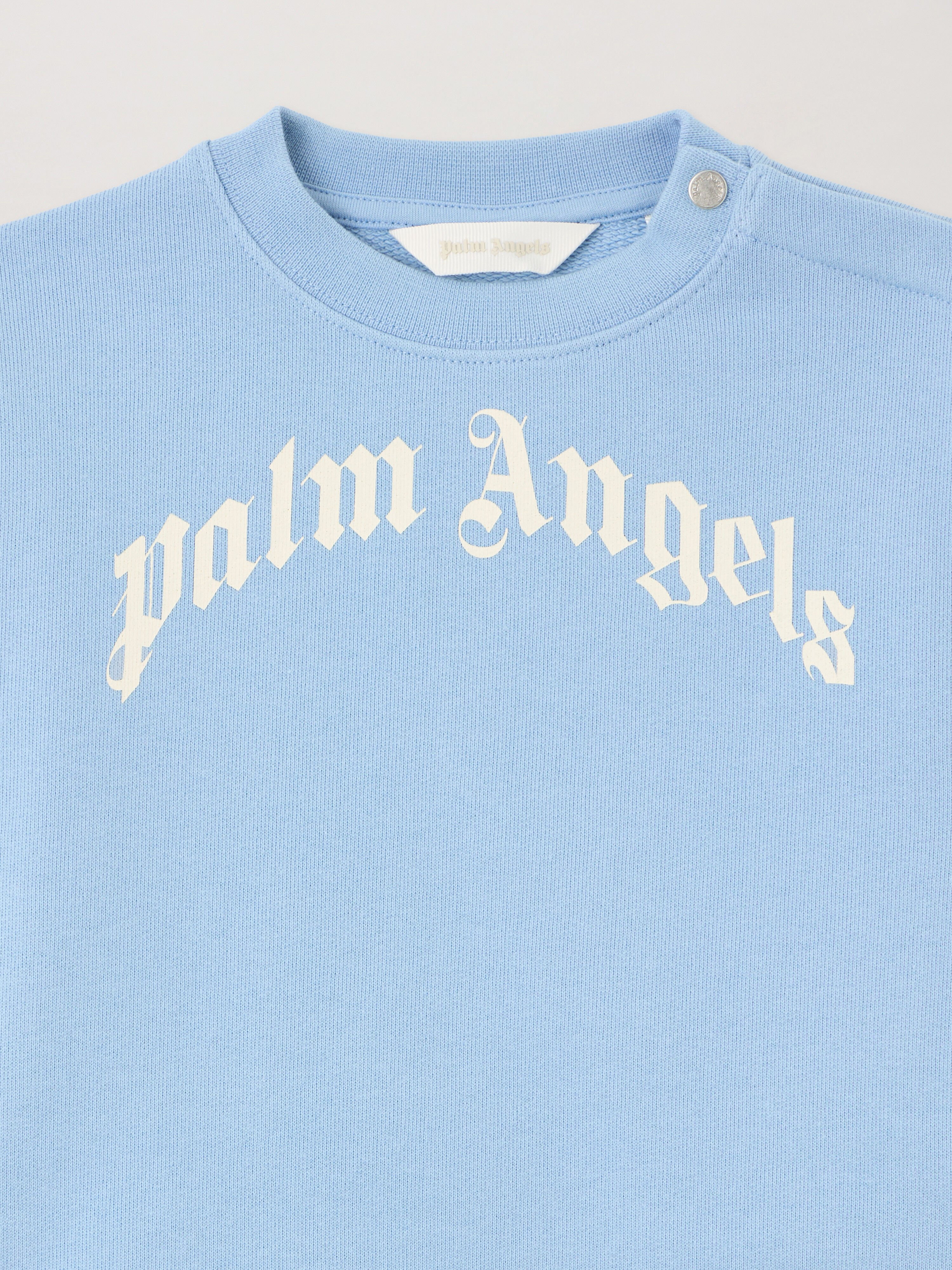 PALM ANGELS Curved Logo Crewneck CELESTE/LIGHT BLUE PBXC001S26FLE002