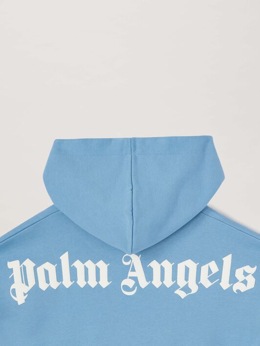 PALM ANGELS  Klassischer Hoodie mit Logo DUSTY BLUE OFF WHITE PBBB011C99FLE002