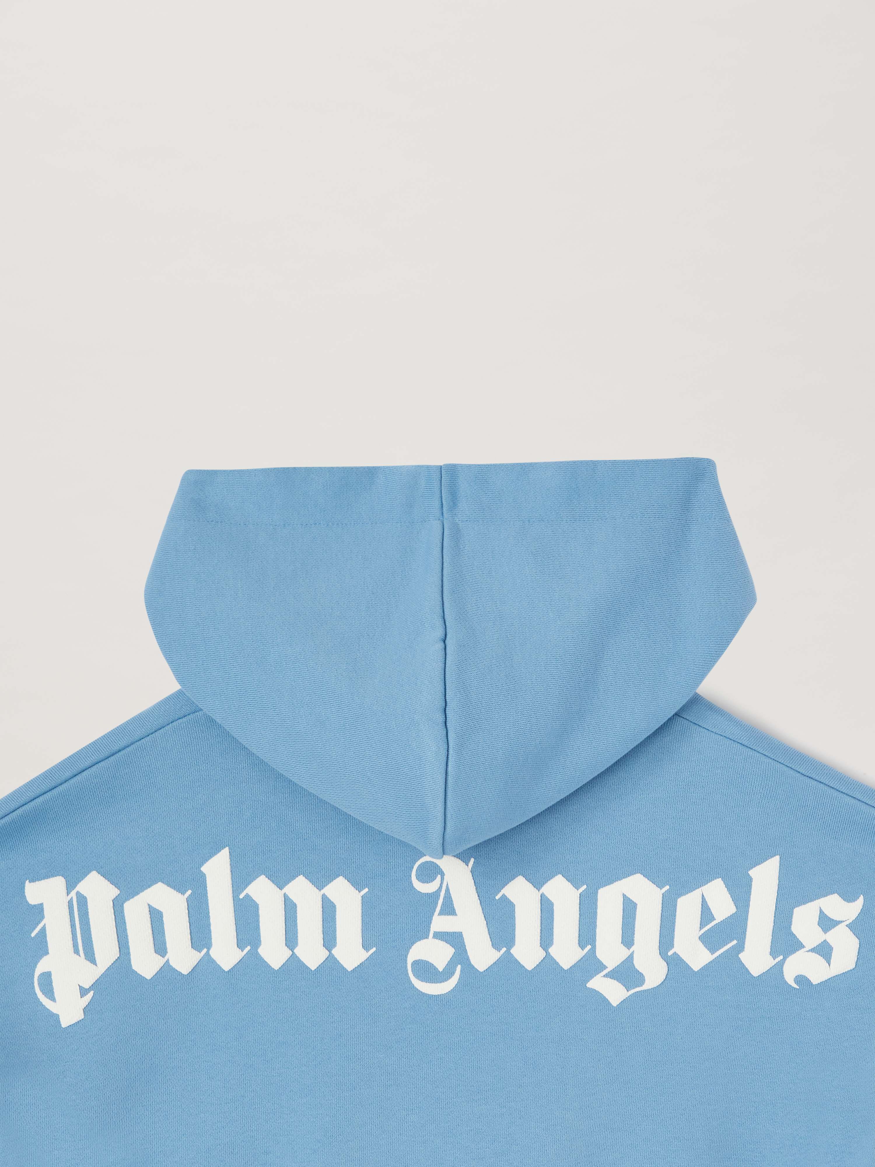 PALM ANGELS  Klassischer Hoodie mit Logo DUSTY BLUE OFF WHITE PBBB011C99FLE002