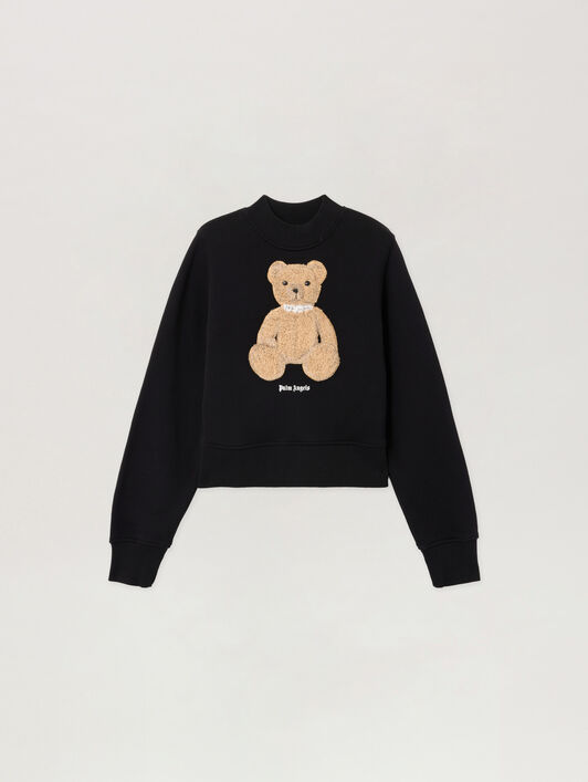 PALM ANGELS Bear Fitted Sweatshirt BLACK BROWN PWBA016S26FLE006