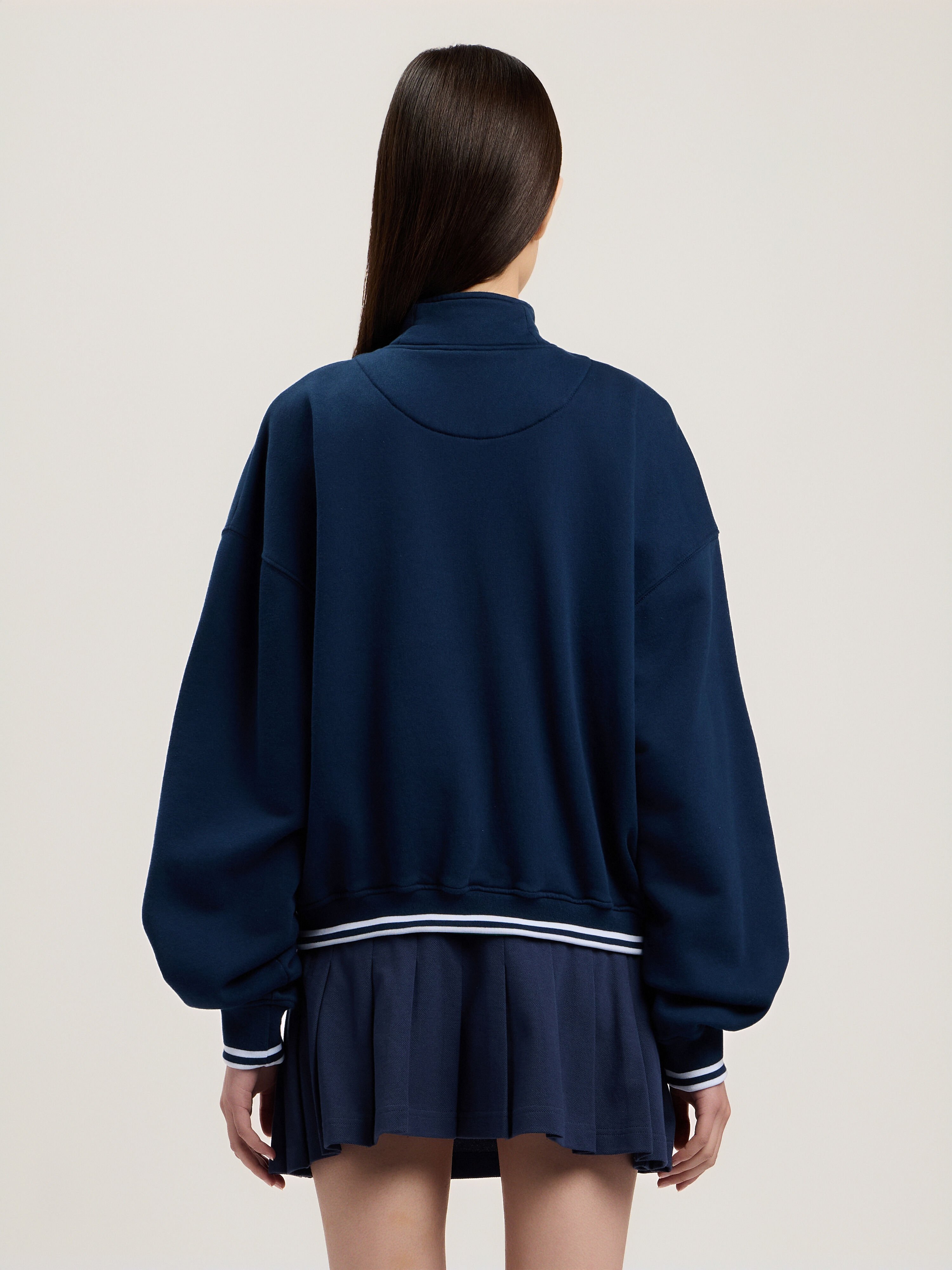 Classic Logo Half-Zip Sweatshirt PALM ANGELS Classic Logo Half-Zip Sweatshirt NAVY BLUE RED PWBA05HS26FLE001