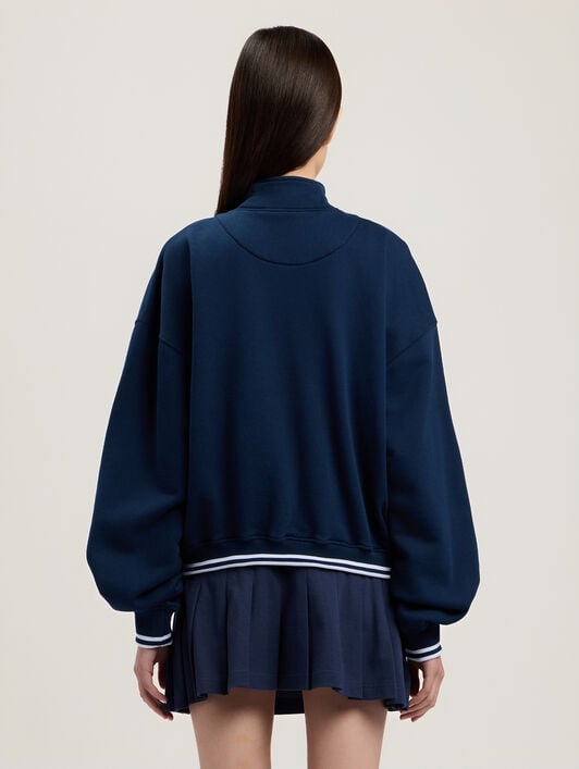 Classic Logo Half-Zip Sweatshirt PALM ANGELS Classic Logo Half-Zip Sweatshirt NAVY BLUE RED PWBA05HS26FLE001