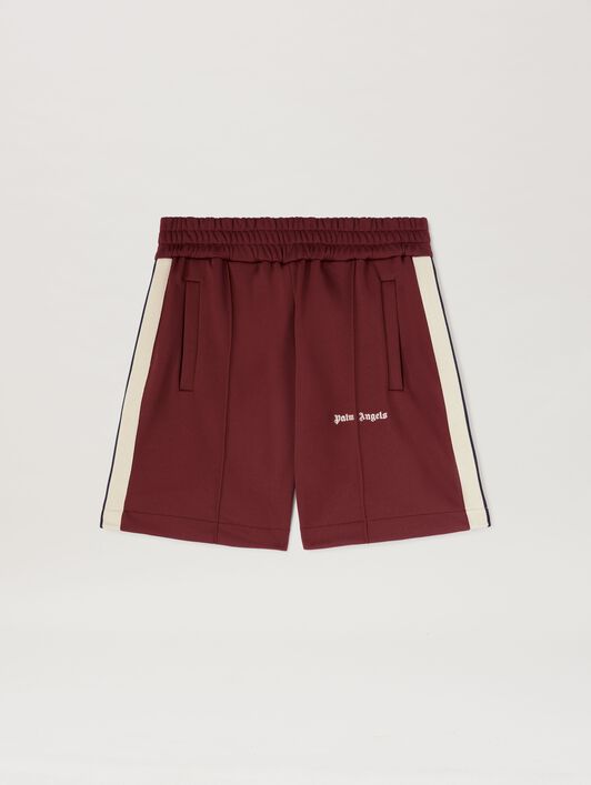 PALM ANGELS  Trainings-Shorts mit gesticktem Logo BURGUNDY - OFF WHITE PMCL004S25FAB001