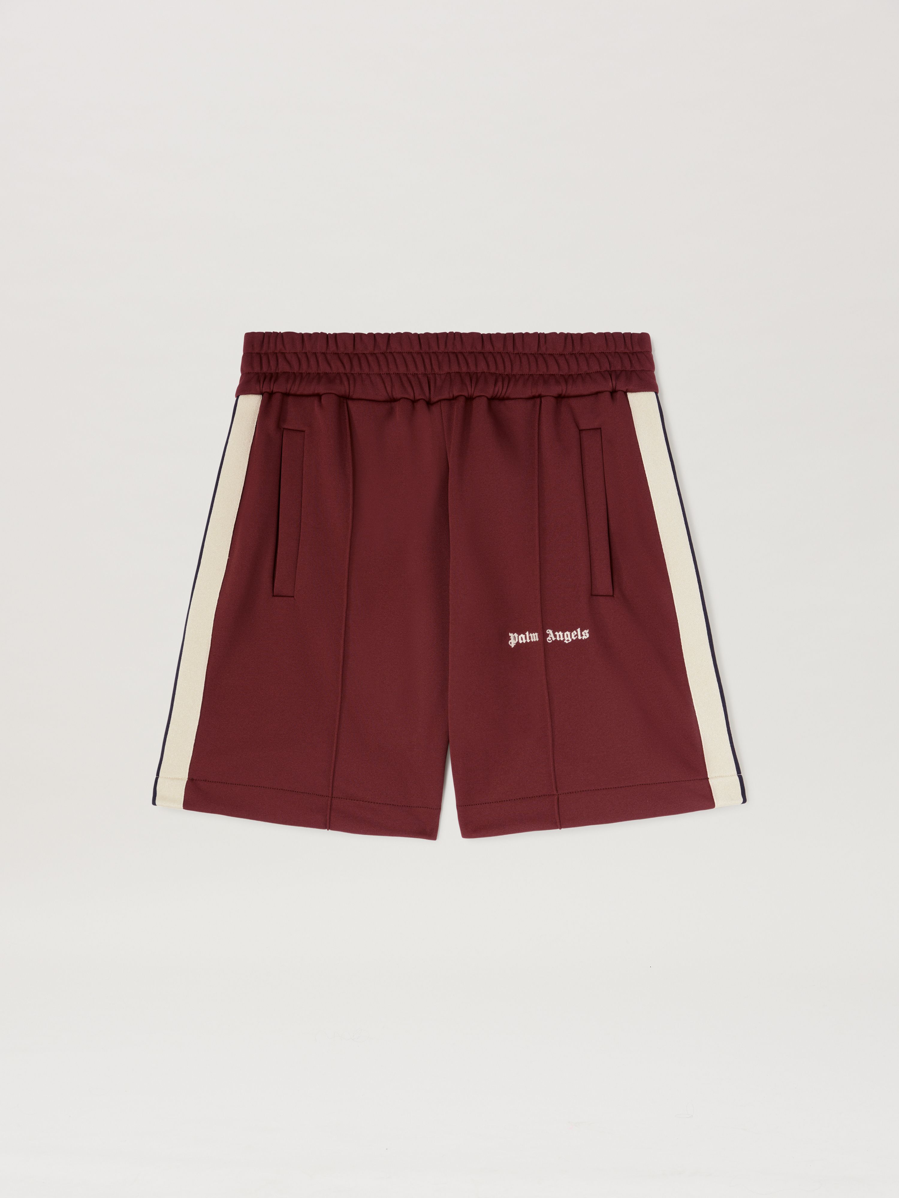 PALM ANGELS  Trainings-Shorts mit gesticktem Logo BURGUNDY - OFF WHITE PMCL004S25FAB001