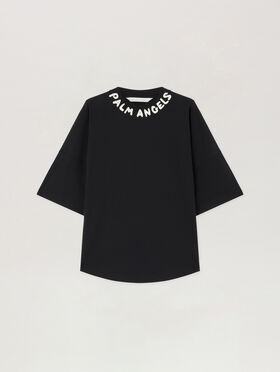 PALM ANGELS Neck Logo Over T-Shirt BLACK OFF WHITE PWAA07CS26JER004