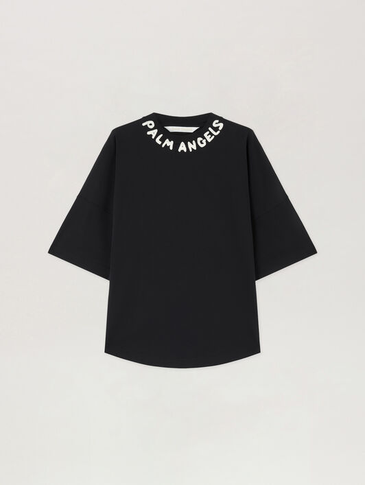PALM ANGELS Neck Logo Over T-Shirt BLACK OFF WHITE PWAA07CS26JER004