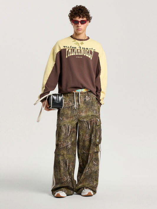 PALM ANGELS Vintage Logo Crewneck Sweatshirt BROWN - LIGHT YELLOW PAMBA06F26FL01