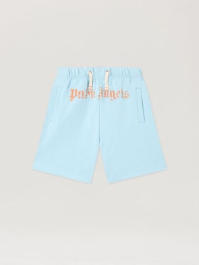 PALM ANGELS Logo Brushed Sweatshort BLU BIMBO/ BABY BLUE PBCI006S26FLE003
