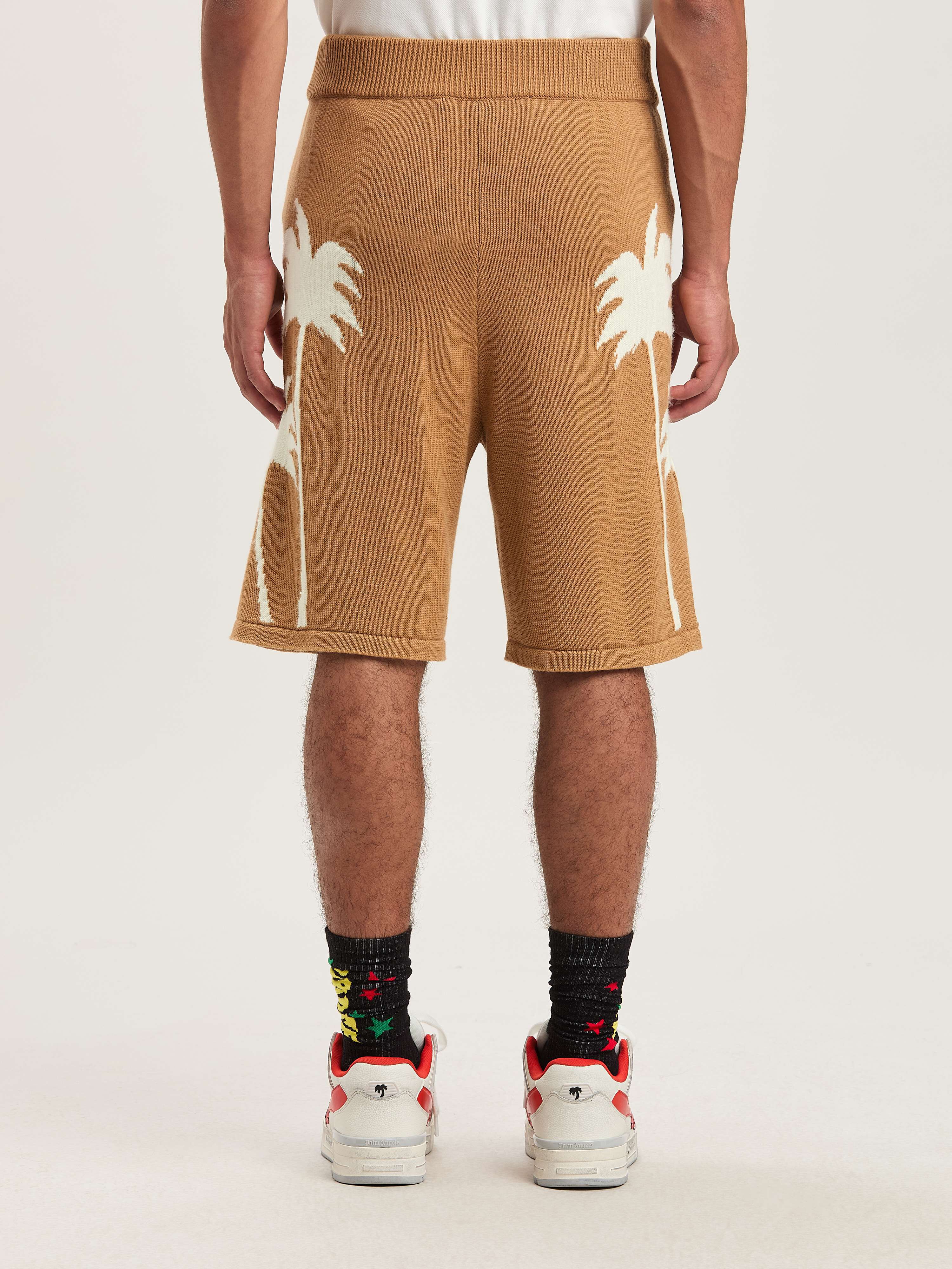 PALM ANGELS  Palm Inlay knit shorts BEIGE - OFF WHITE PMHM012S25KNI002