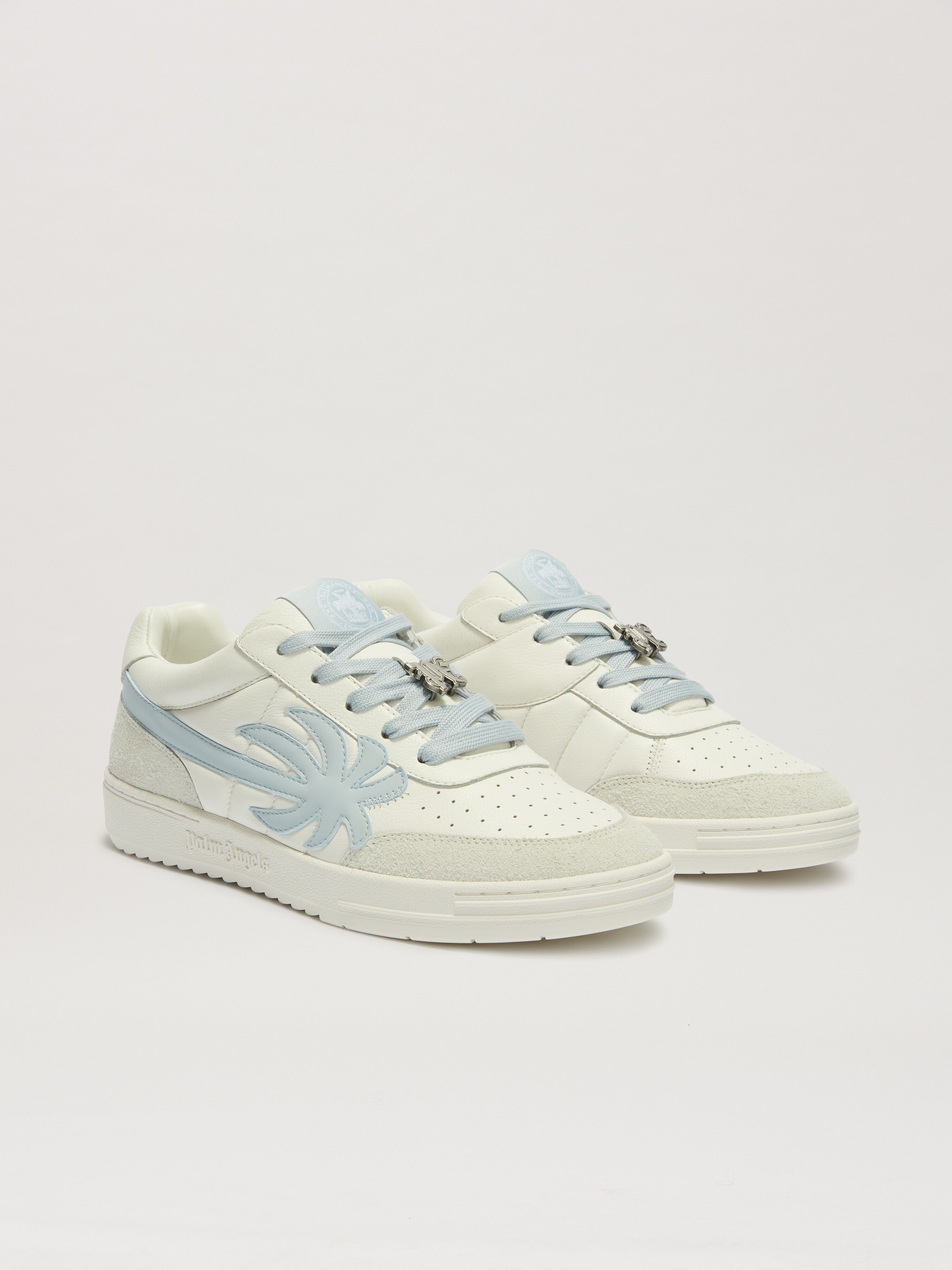 PALM ANGELS  Palm Beach University Leder-Sneakers WHITE - BABY BLUE PMIA097S25LEA001