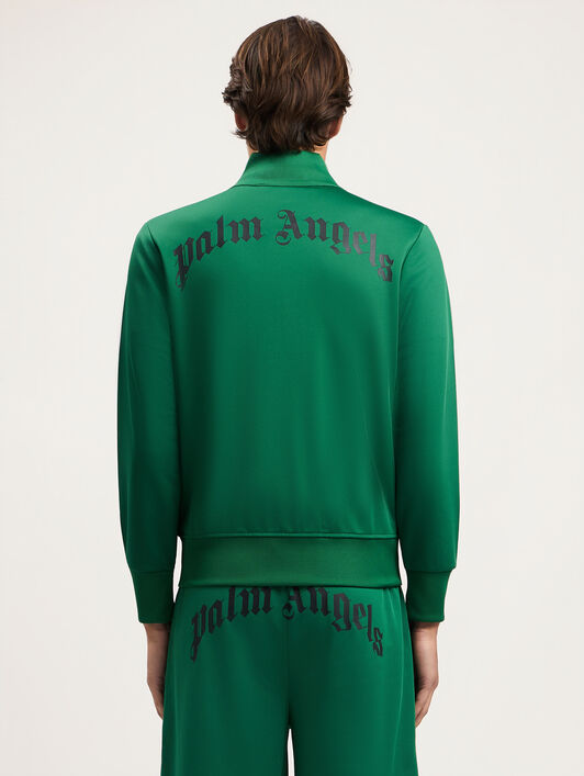 PALM ANGELS Curved Logo Track Jacket GREEN BLACK PMBD089S26FAB001