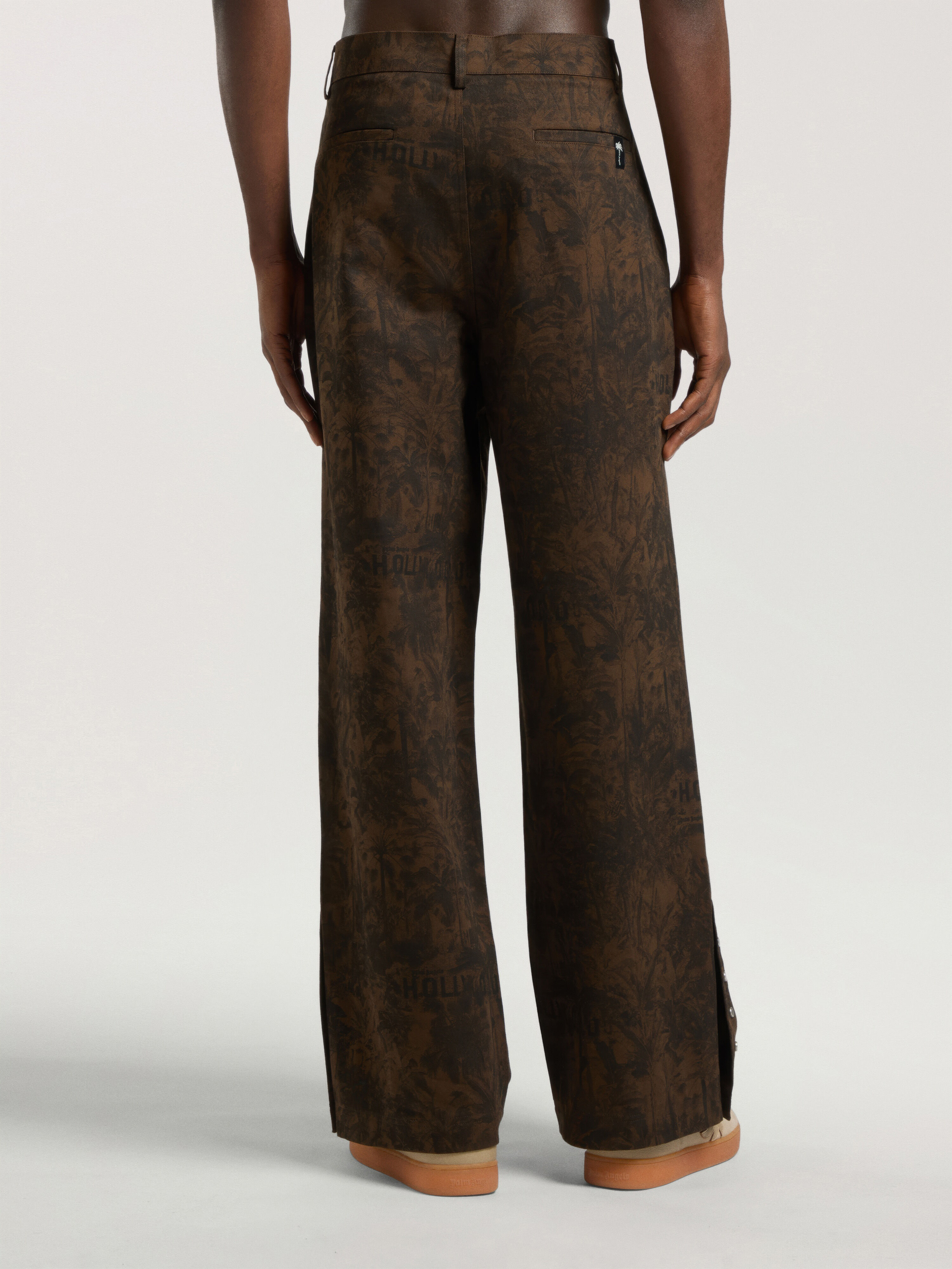 PALM ANGELS Starleaf All-Over Loose Pants BROWN - BLACK PAMCA03W26FB04