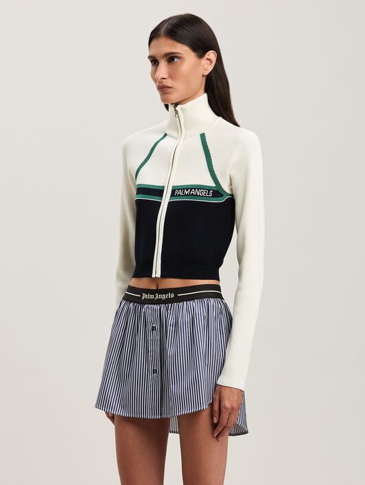 PALM ANGELS  Racing Strickjacke NAVY BLUE - OFF WHITE PWHF033S25KNI001