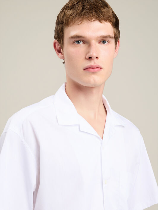 PALM ANGELS Back Curved Logo Bowling Shirt OFF WHITE BLACK PMGG00AS26FAB001