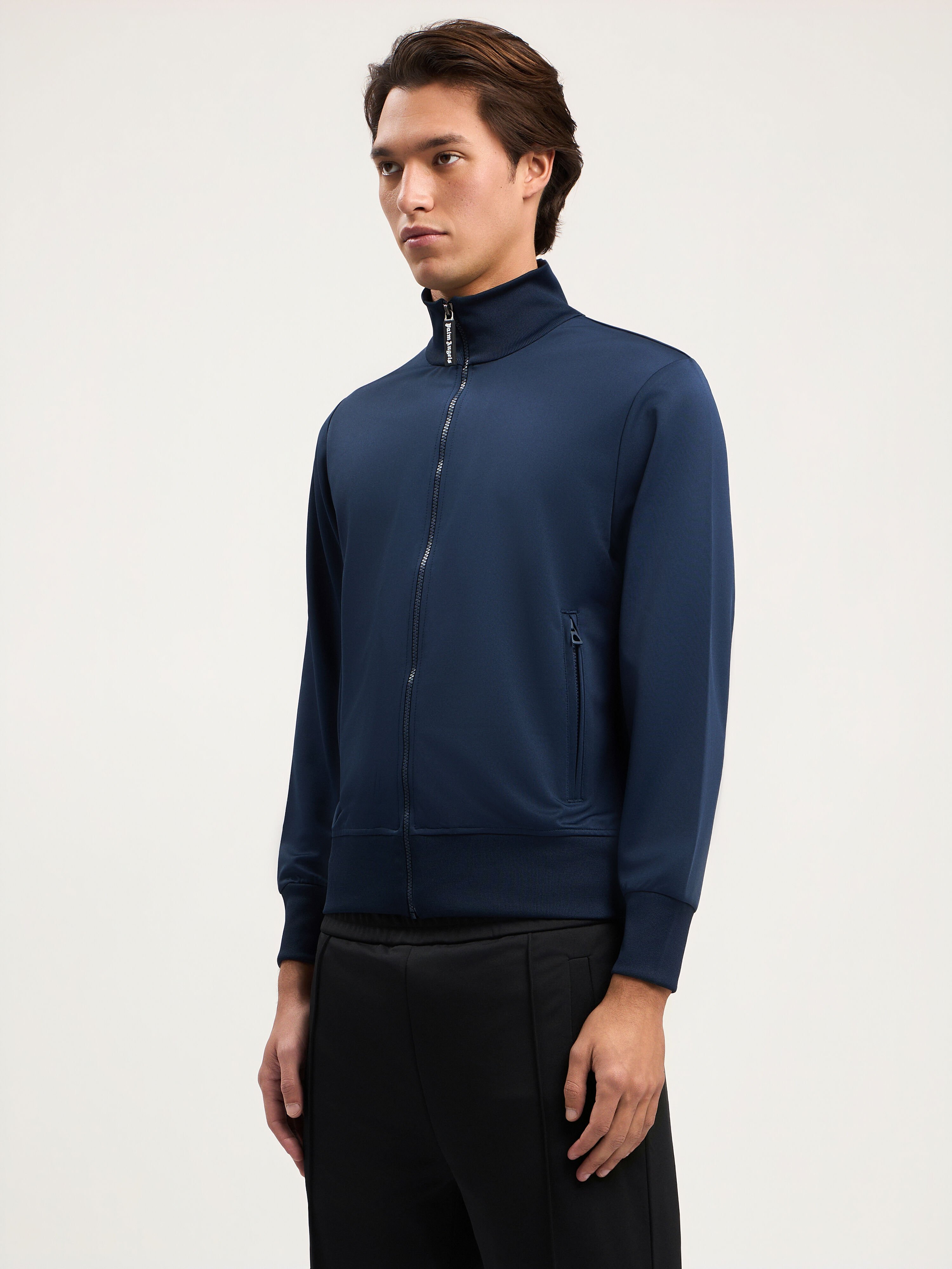 Curved Logo Track Jacket in NAVY BLUE OFF WHITE for Men | Palm Angels®