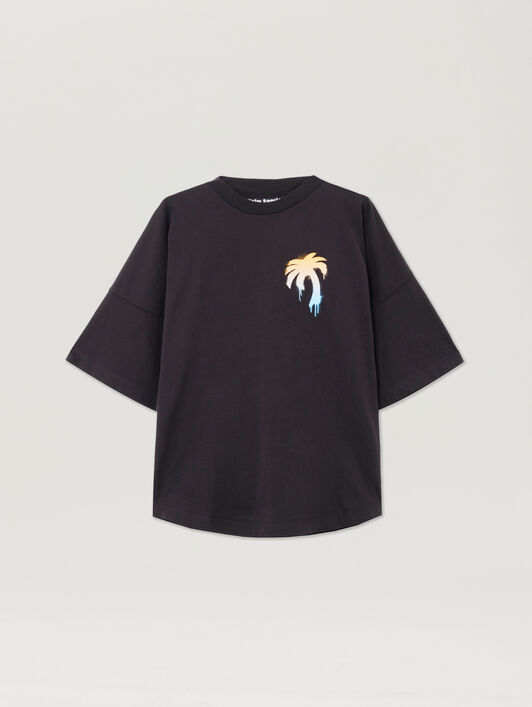 PALM ANGELS I Love Pa Over T-Shirt BLACK WHITE PMAA10BS26JER003