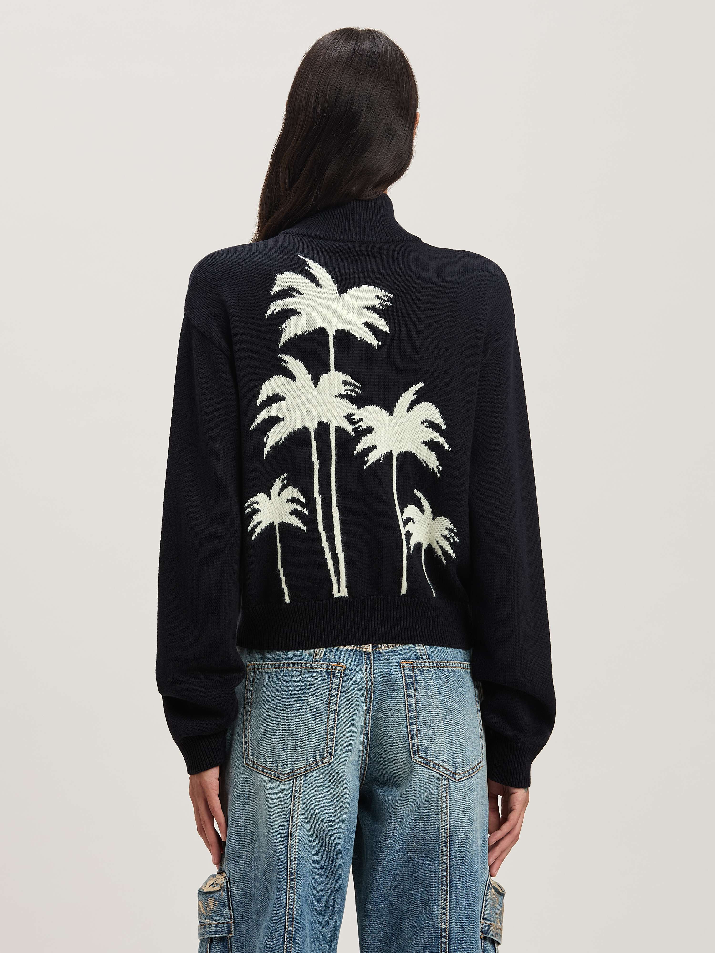 PALM ANGELS  Palm Inlay Track knit jacket BLACK - OFF WHITE PWHA061S25KNI001