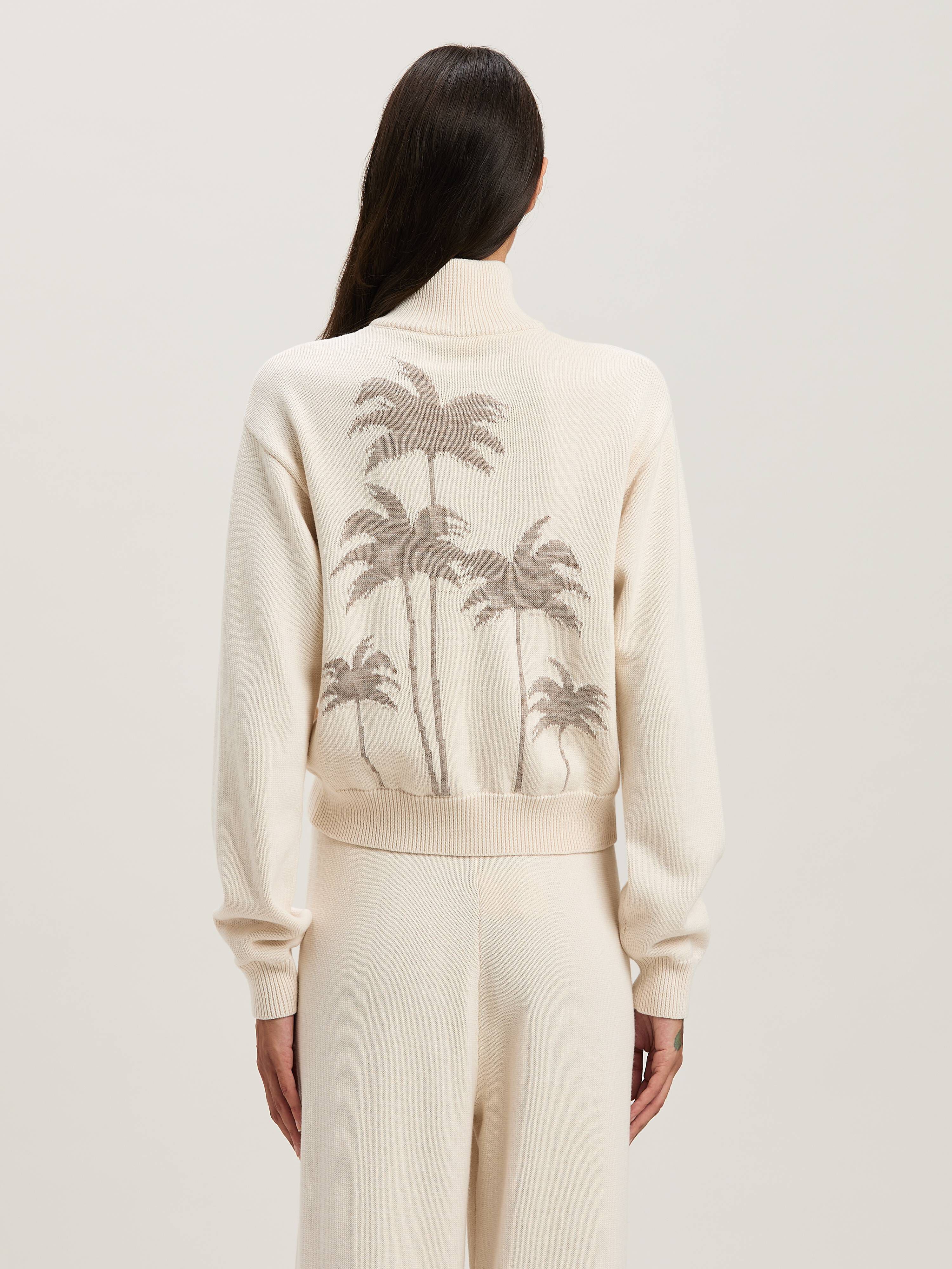 PALM ANGELS  Strickjacke mit Palme OFF WHITE - CAMEL PWHA061S25KNI001