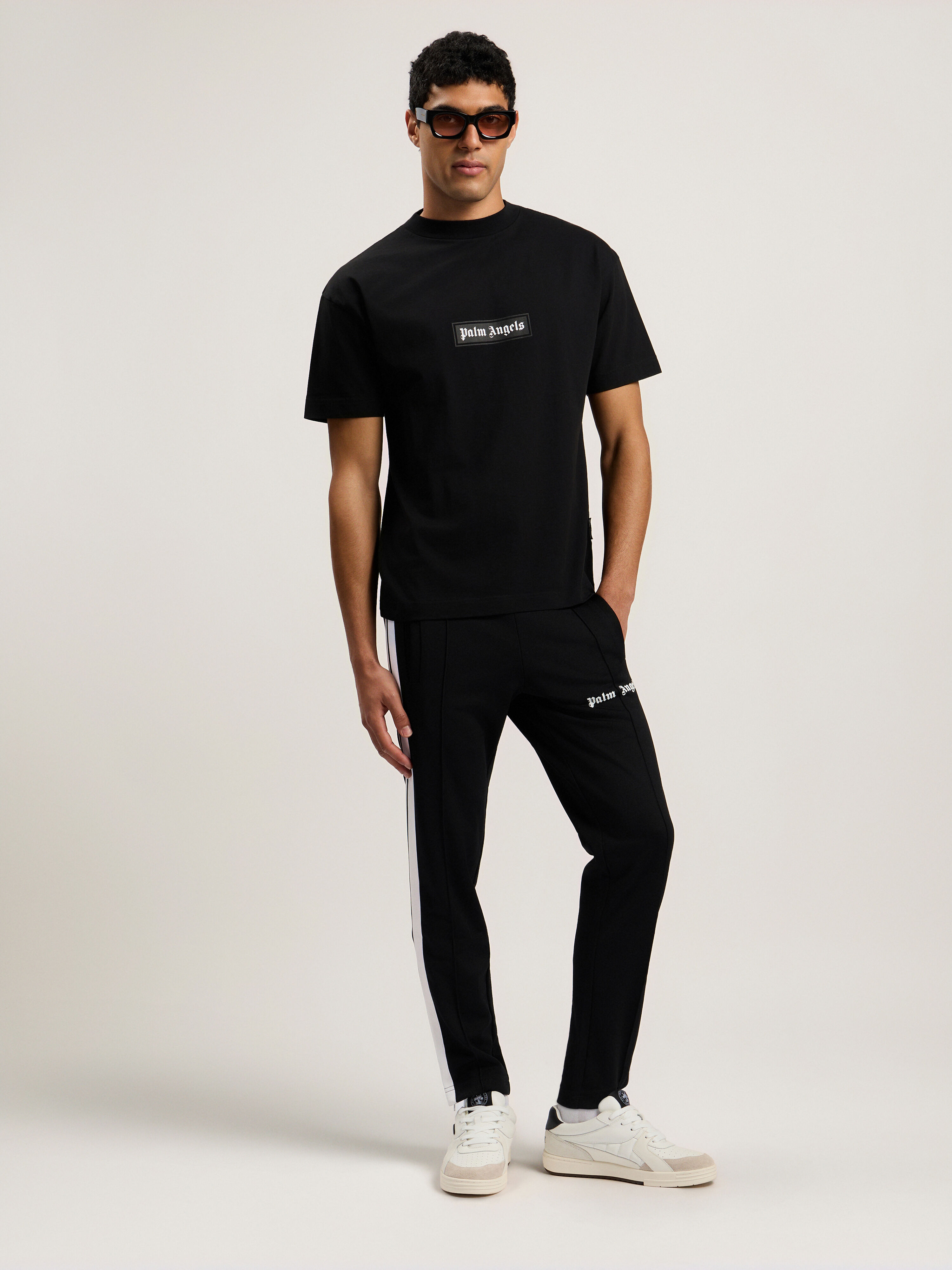 PALM ANGELS Box Logo T-Shirt BLACK - WHITE PMAA001C99JER032