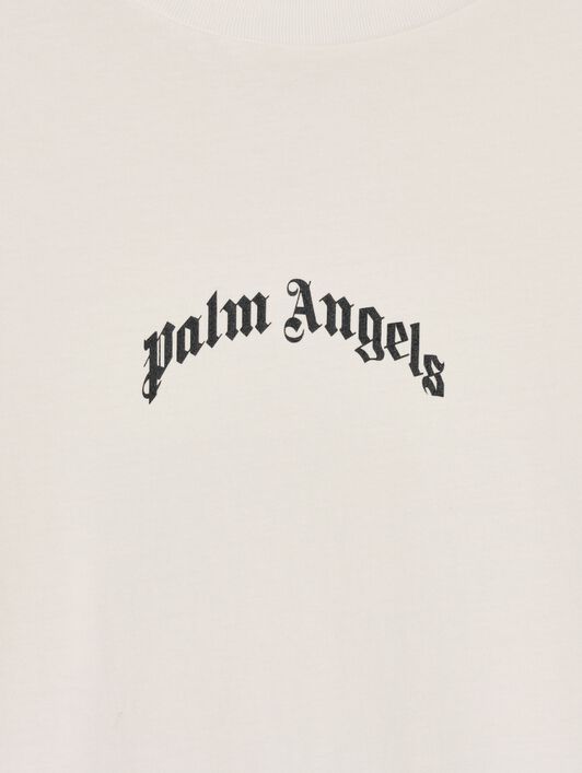PALM ANGELS  Curved logo Oversize T-shirt OFF WHITE - BLACK PMAA089S25JER004