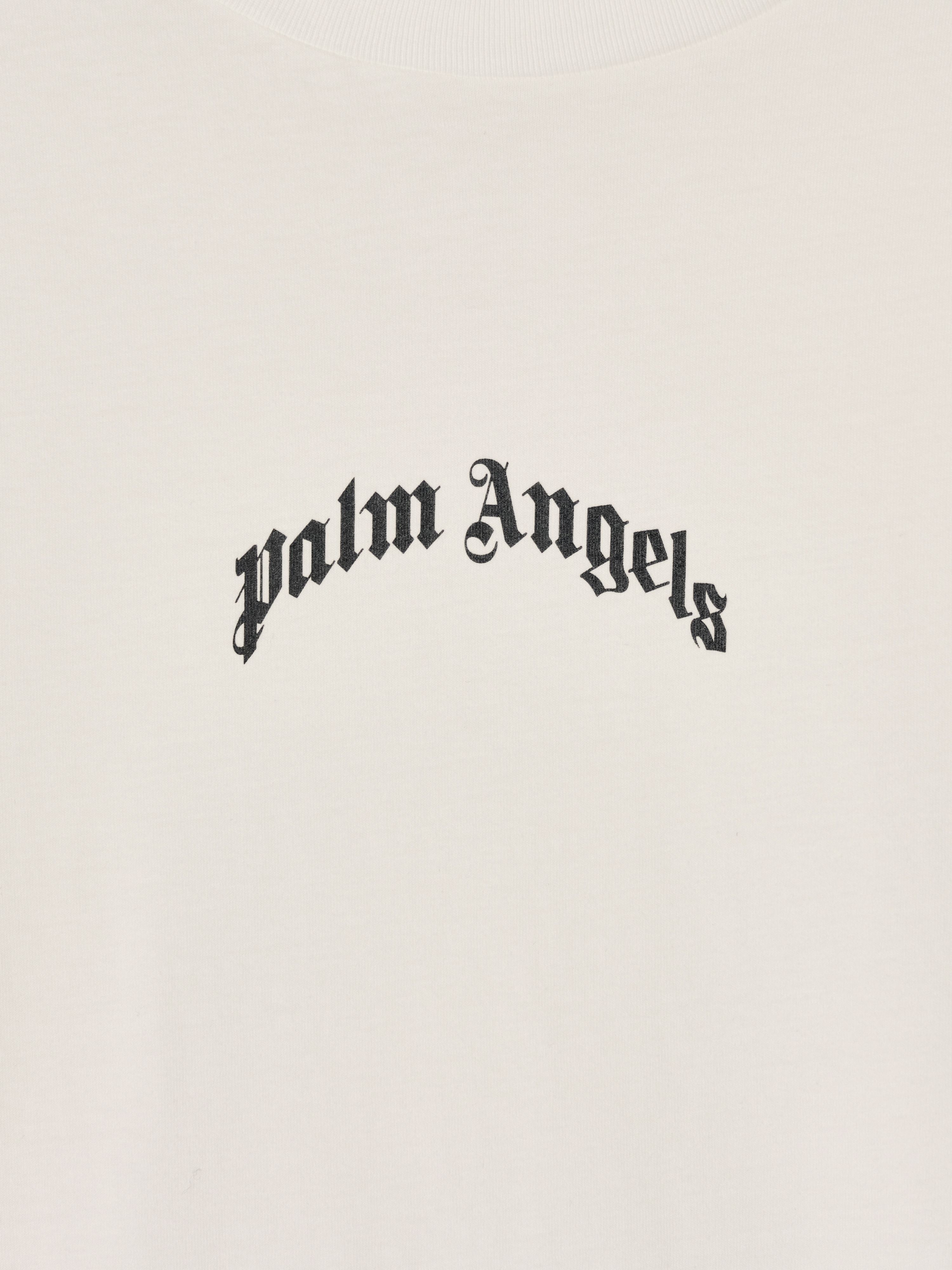 PALM ANGELS  Curved logo Oversize T-shirt OFF WHITE - BLACK PMAA089S25JER004