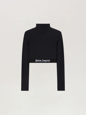 PALM ANGELS Classic Logo Long-Sleeved Mockneck Top BLACK - BLACK PAWVO05F26FB01