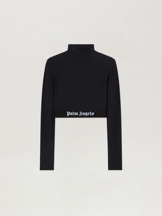 Classic Logo Long-Sleeved Mockneck Top PALM ANGELS Classic Logo Long-Sleeved Mockneck Top BLACK - BLACK PAWVO05F26FB01