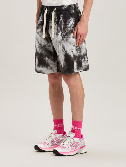 PALM ANGELS  Bluprint Palms shorts BLACK - OFF WHITE PMCB058S25FAB002