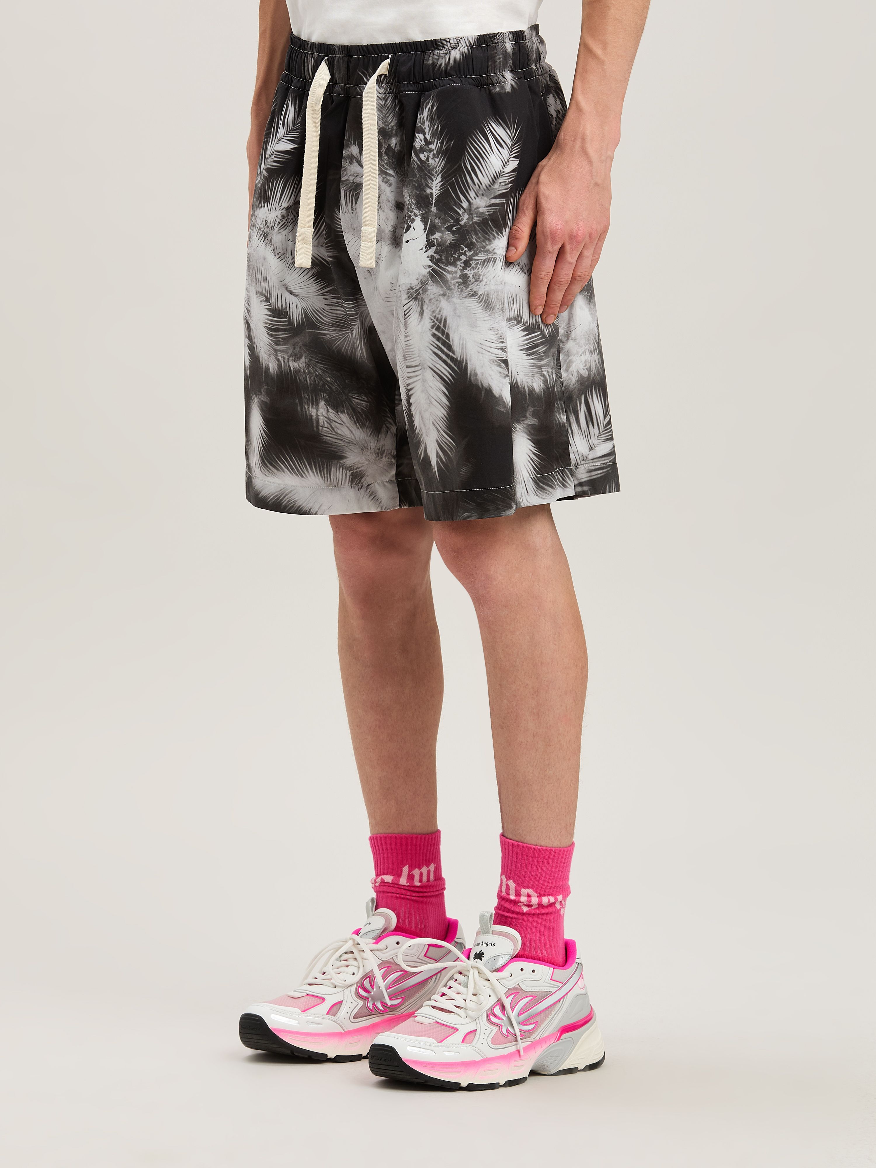 PALM ANGELS  Bluprint Palms shorts BLACK - OFF WHITE PMCB058S25FAB002