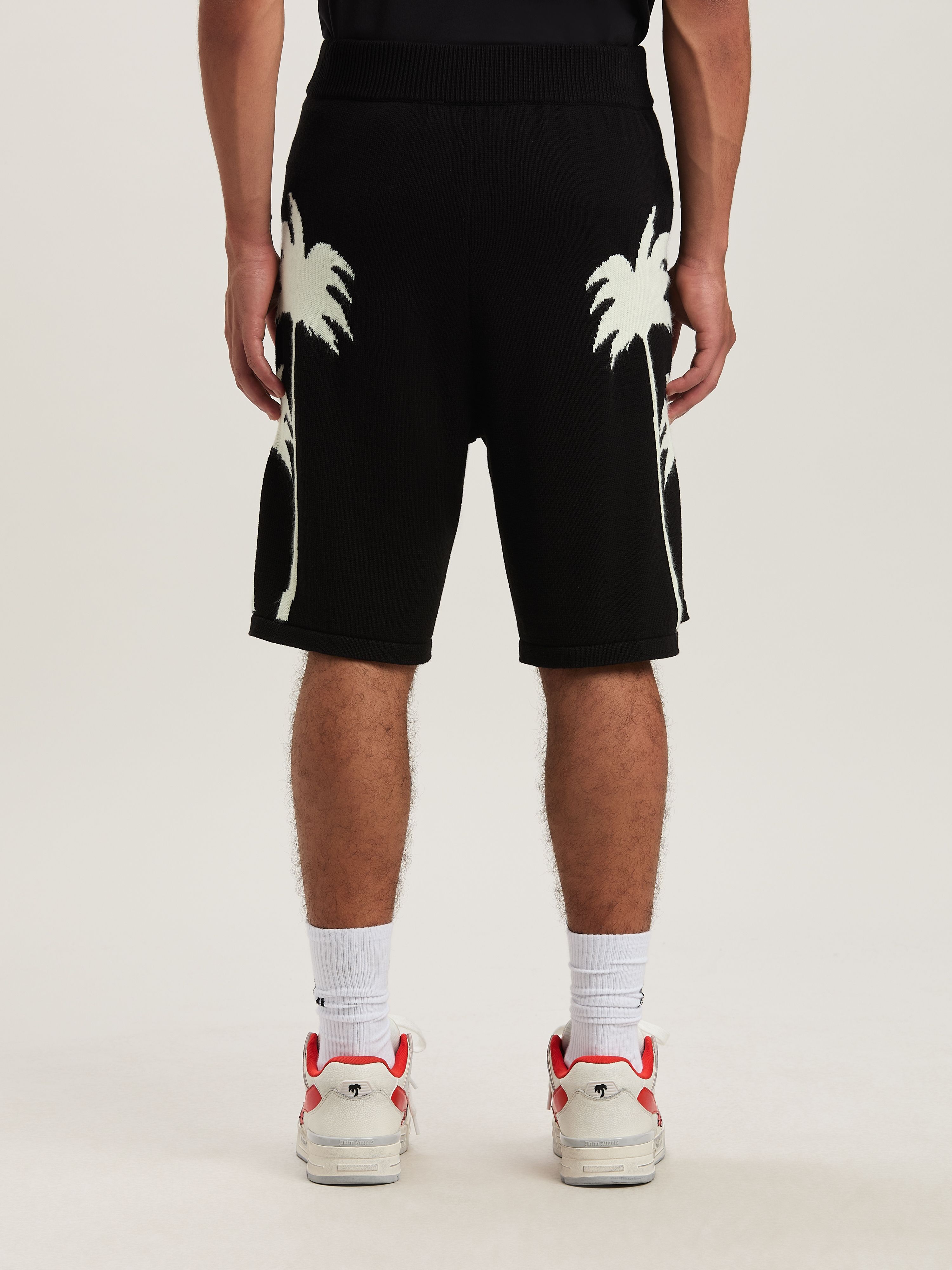 PALM ANGELS  Palm Inlay knit shorts BLACK - OFF WHITE PMHM012S25KNI002
