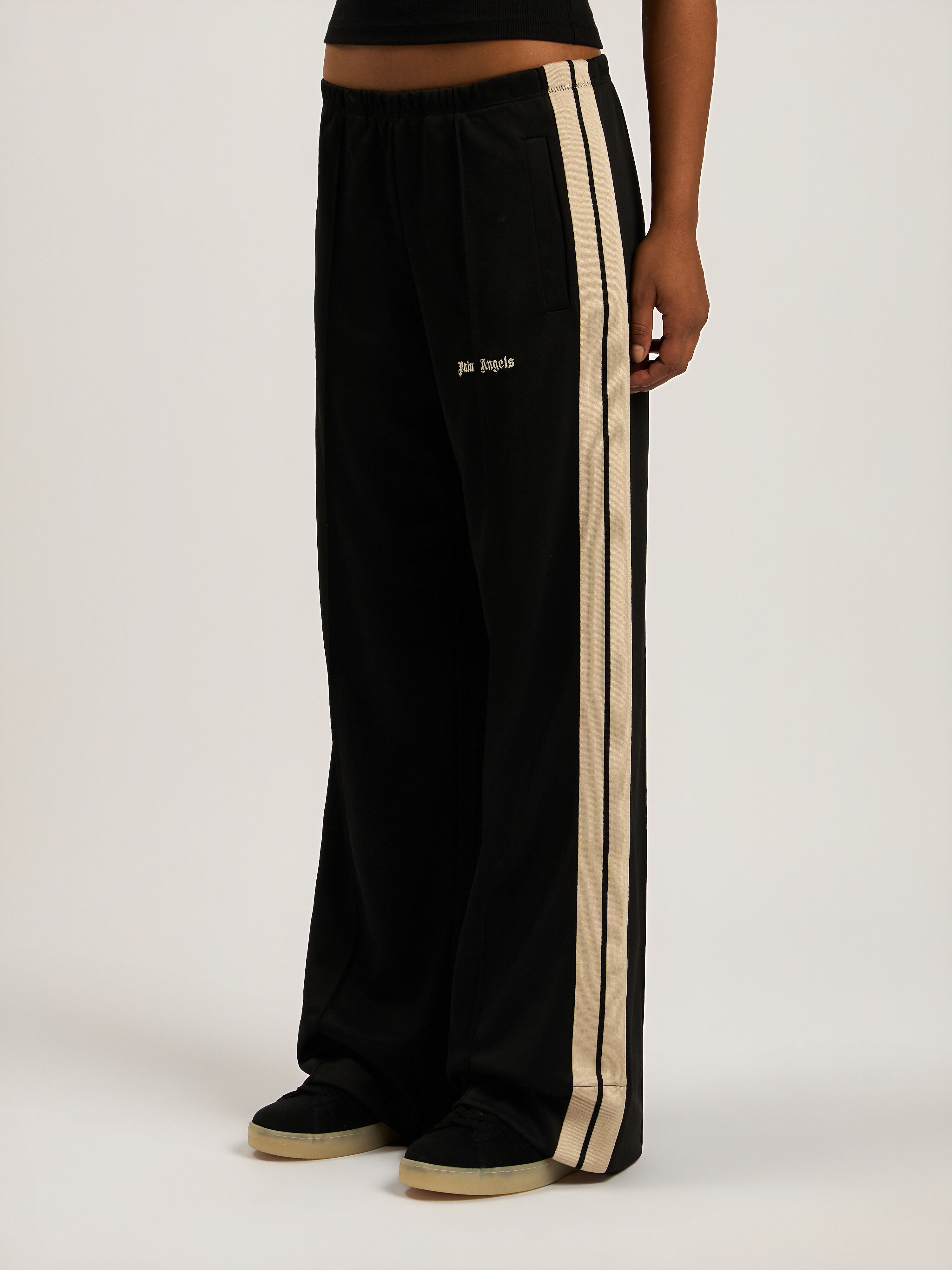 PALM ANGELS Classic Logo Loose Track Pants BLACK - OFF WHITE PAWCJ05F26FB01