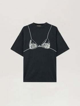 PALM ANGELS Palm Bra Loose T-Shirt BLACK OFF WHITE PWAA07BS26JER003