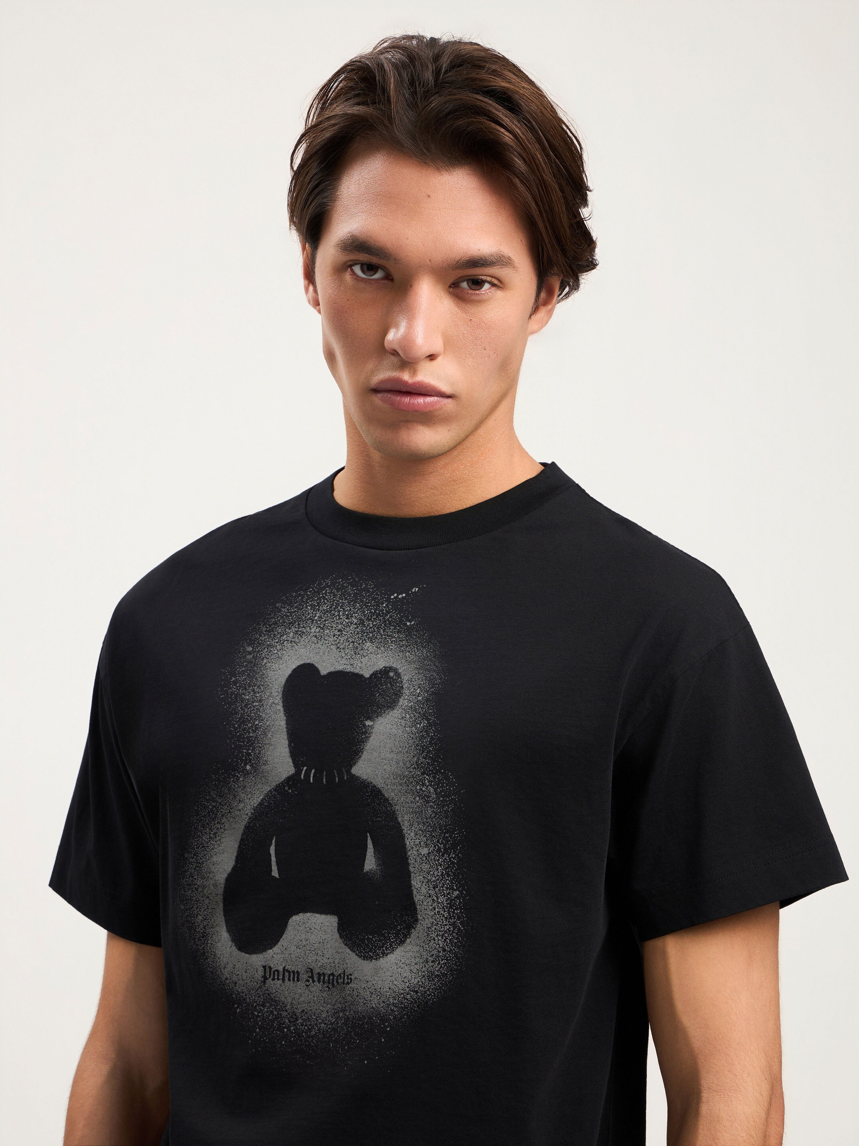PALM ANGELS Spray Bear T-Shirt BLACK DARK GREY PMAA109S26JER001