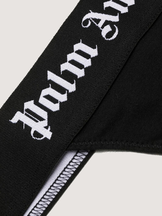 PALM ANGELS Classic Logo Thong BLACK WHITE PWUF001C99FAB001