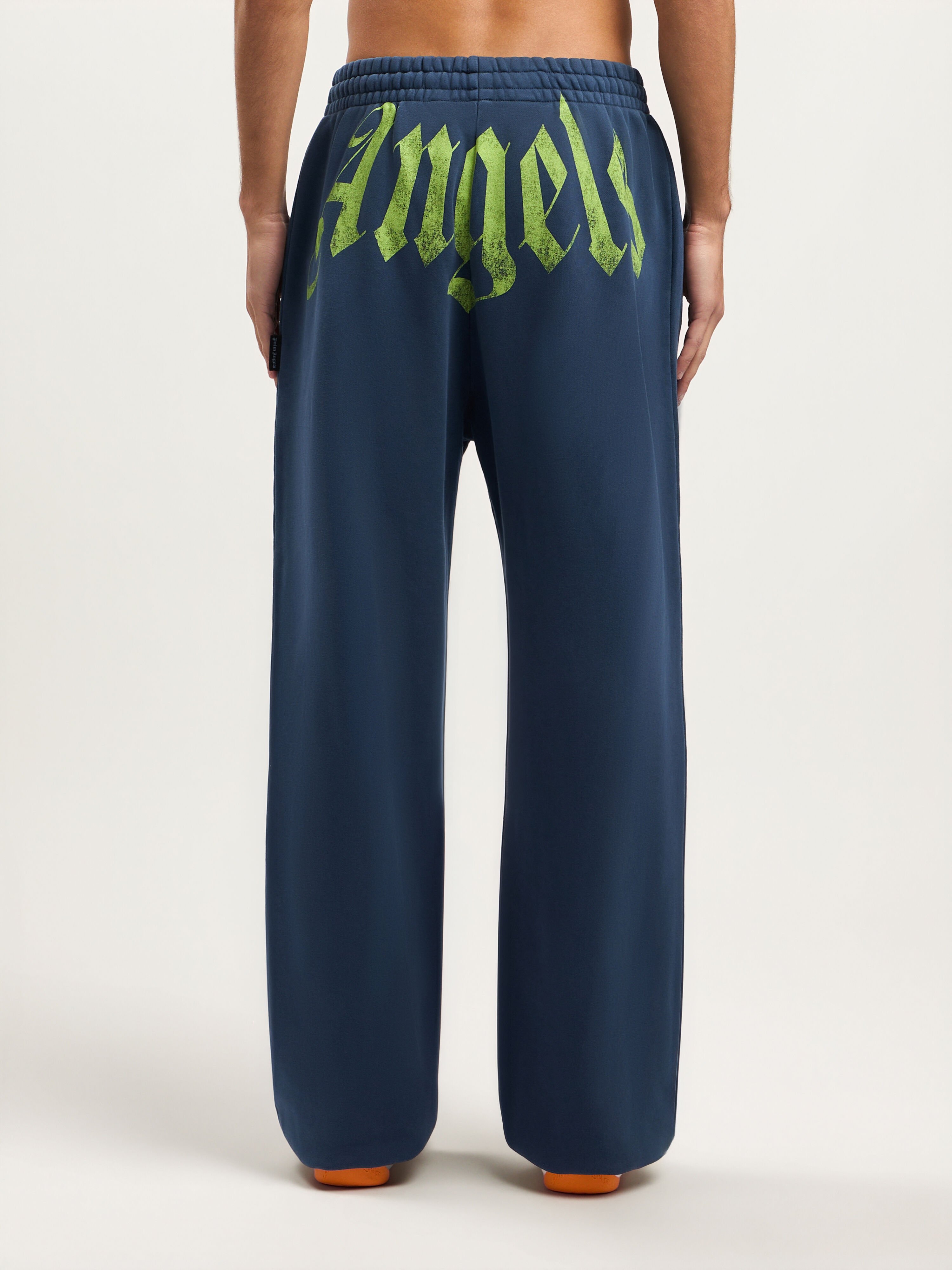 PALM ANGELS Big Waist Logo Sweatpants NAVY BLUE LIME PMCH025S26FLE003