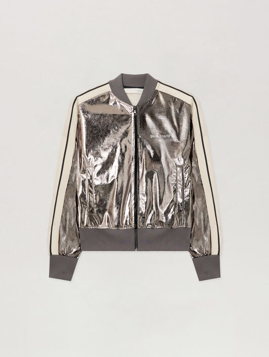 Laminated Track Jacket PALM ANGELS Laminated Track Jacket GUNMETAL - OFF WHITE PWBD050F25FAB001