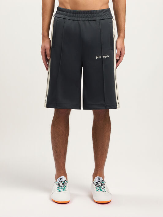 PALM ANGELS Classic Logo Track Shorts DARK GREY OFF WHITE PMCL009S26FAB001