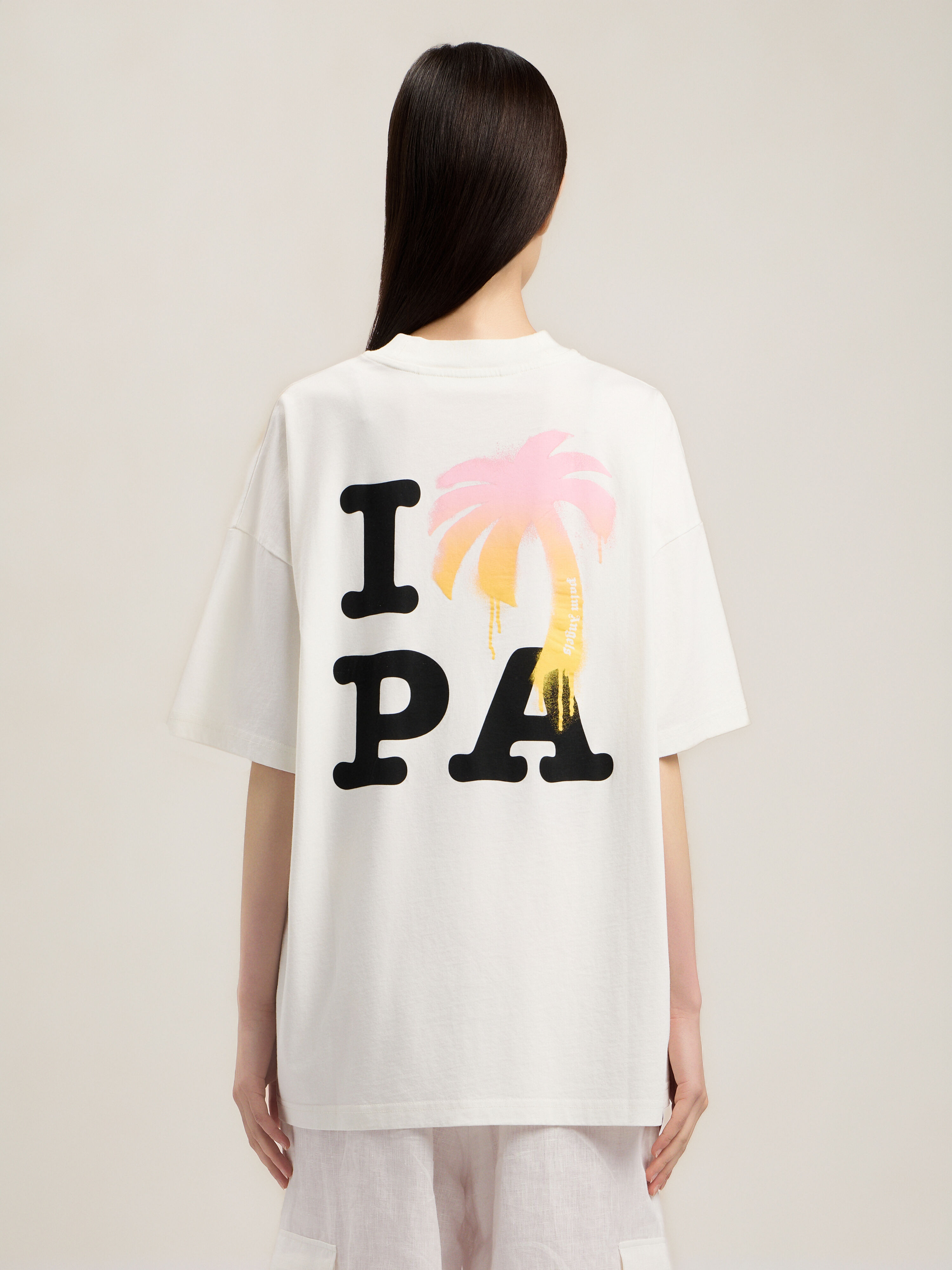 PALM ANGELS I Love PA Loose T-Shirt OFF WHITE BLACK PWAA07BS26JER004