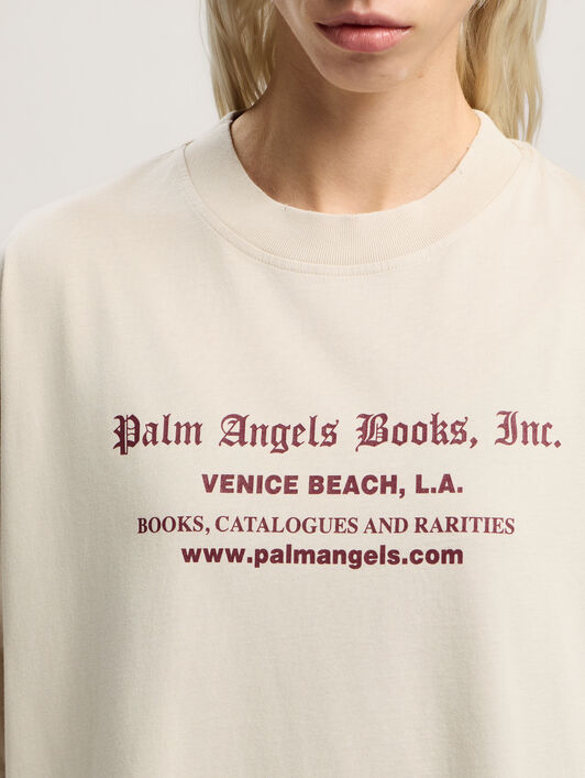 PALM ANGELS Book Club Loose Tee LIGHT GREY - BURGUNDY PWAA07BF25JER007