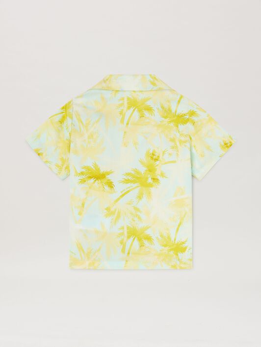 PALM ANGELS  All over palm print short sleeves shirt SKYBLUE BROWN PBDX001S25FAB001