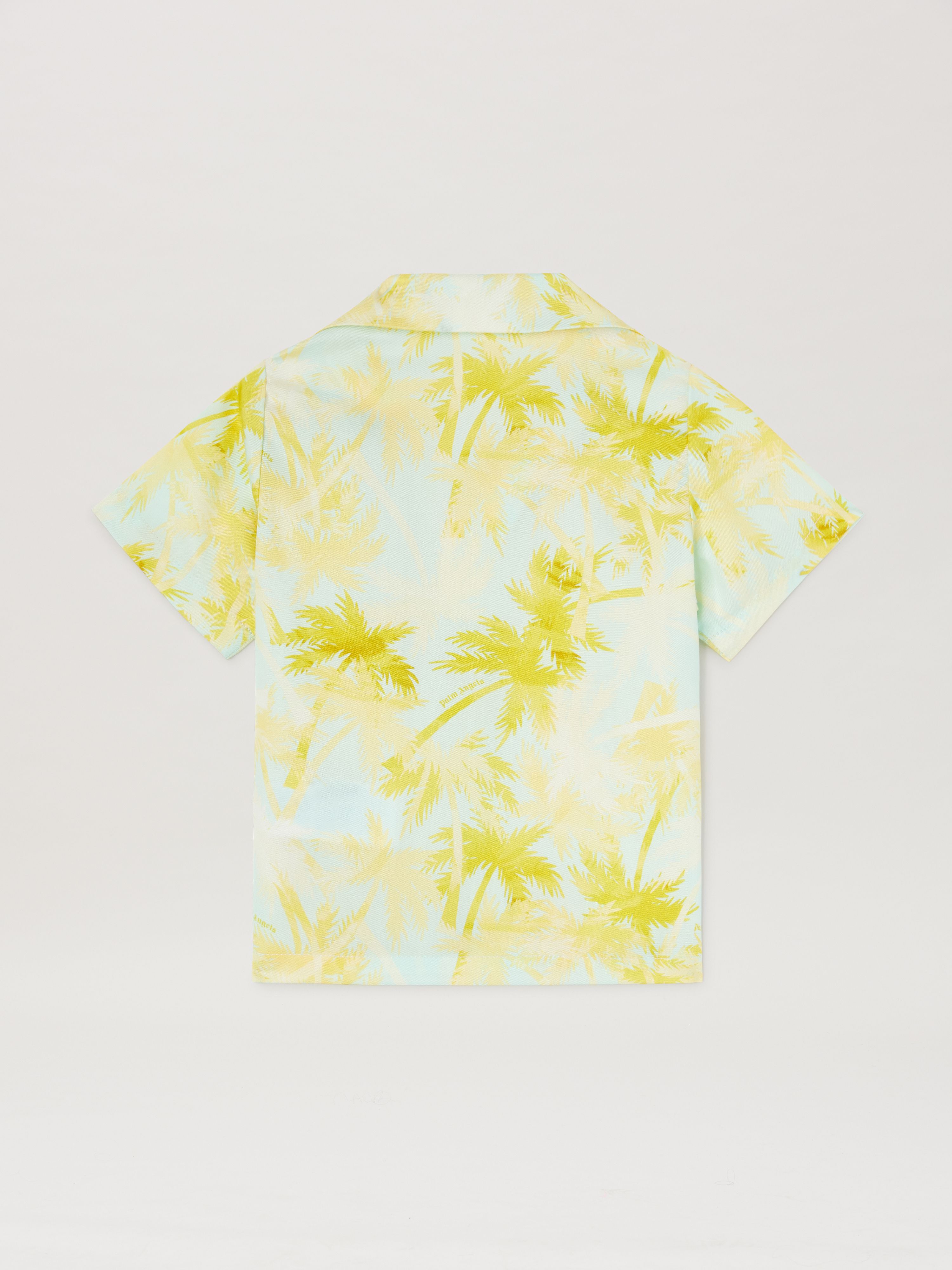 PALM ANGELS  All over palm print short sleeves shirt SKYBLUE BROWN PBDX001S25FAB001