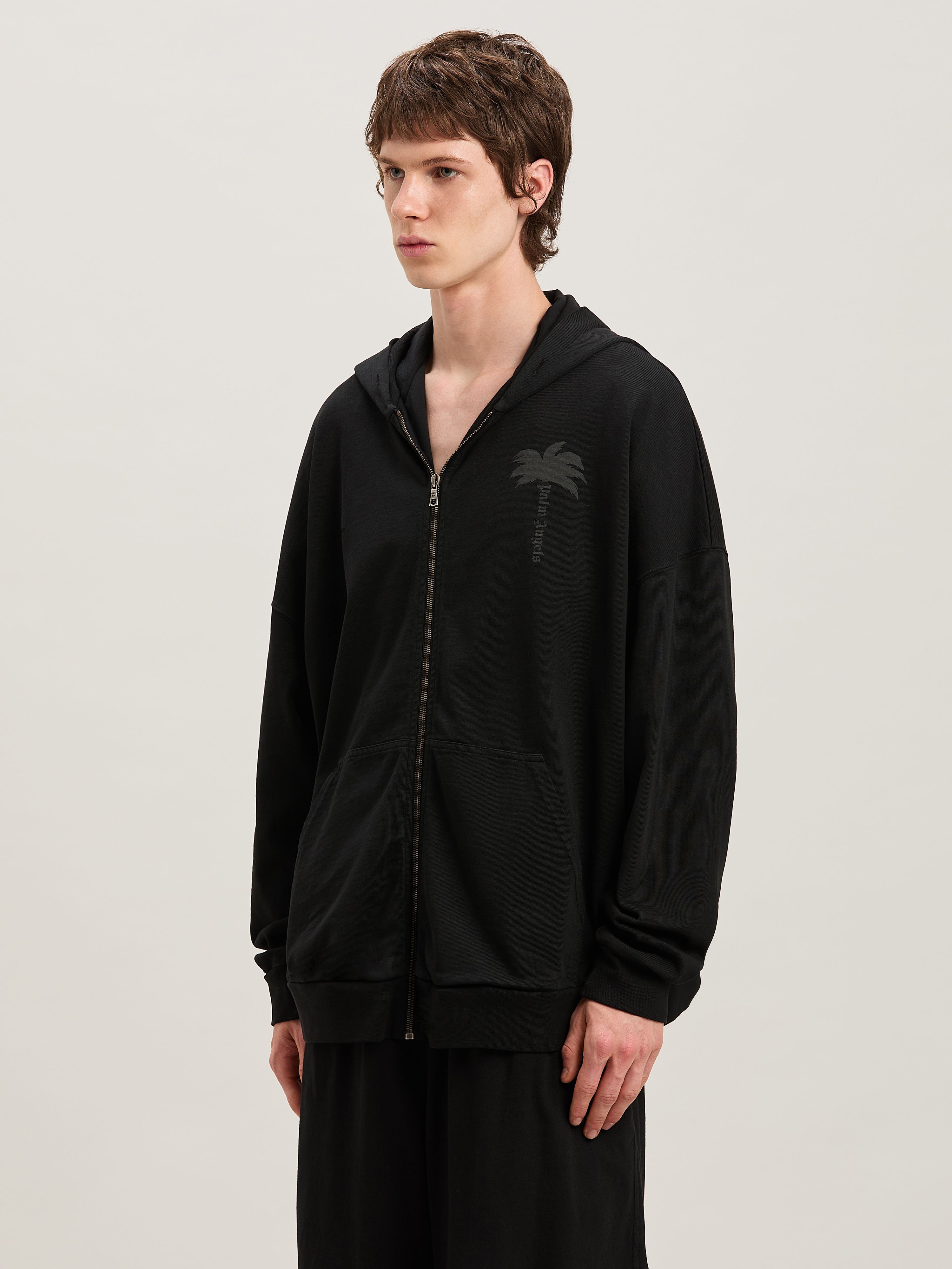PALM ANGELS  Palms zipped Hoodie VINTAGE BLACK - VINTAGE BLACK PMBE016S25FLE001