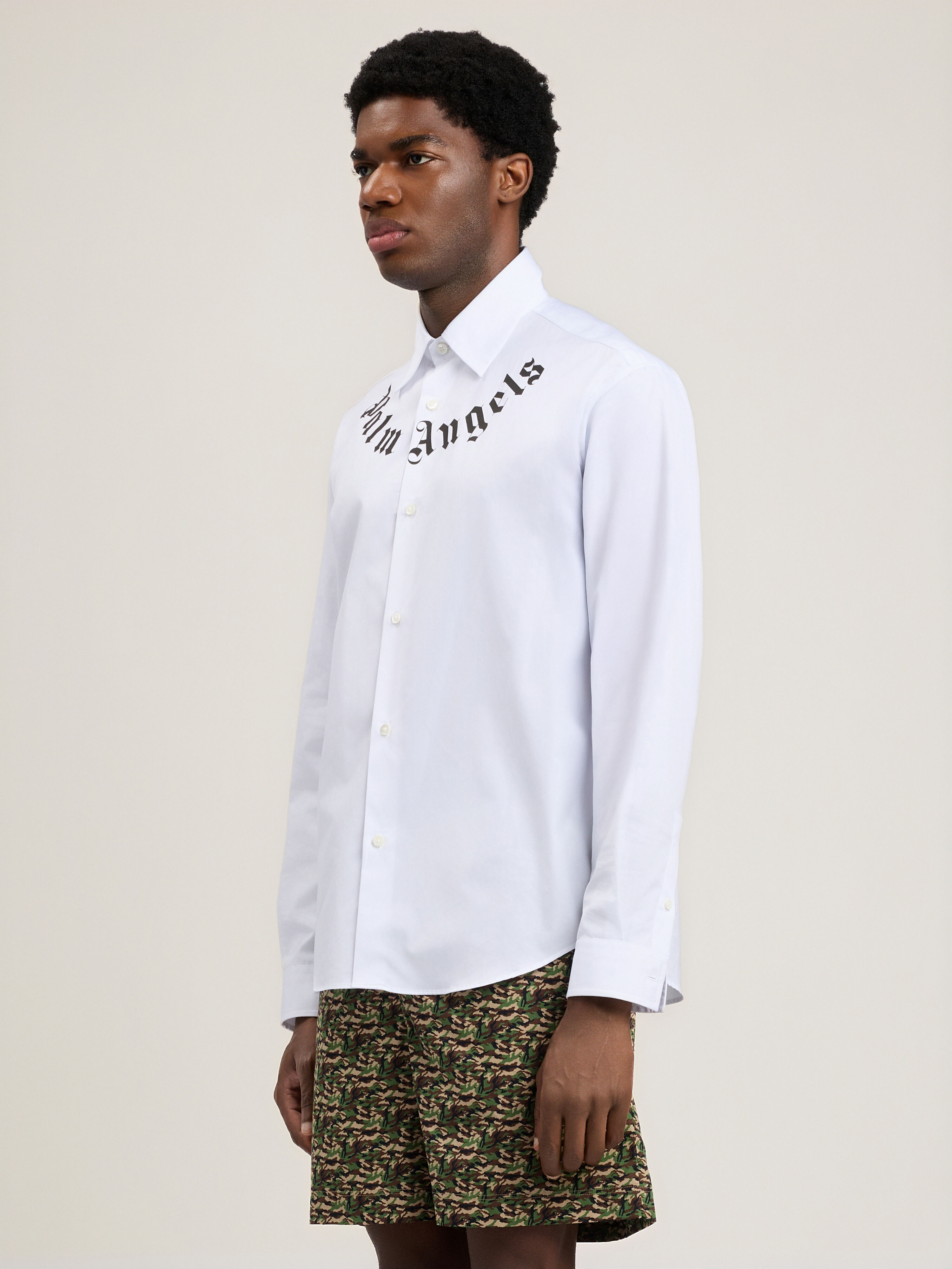 Neck Logo Shirt PALM ANGELS Neck Logo Shirt OFF WHITE - BLACK PAMGE001FB001
