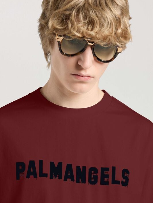Palm Hills Regular T-Shirt PALM ANGELS Palm Hills Regular T-Shirt BRICK RED - BLACK PAMAA01W26JR18