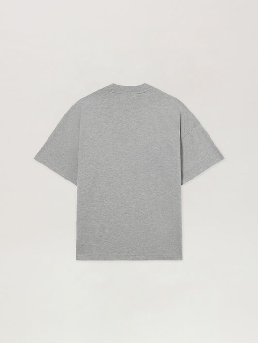 PALM ANGELS T-Shirt Ampia Con Logo Stud Box GREY MELANGE - PINK PAWAA05F26JR02