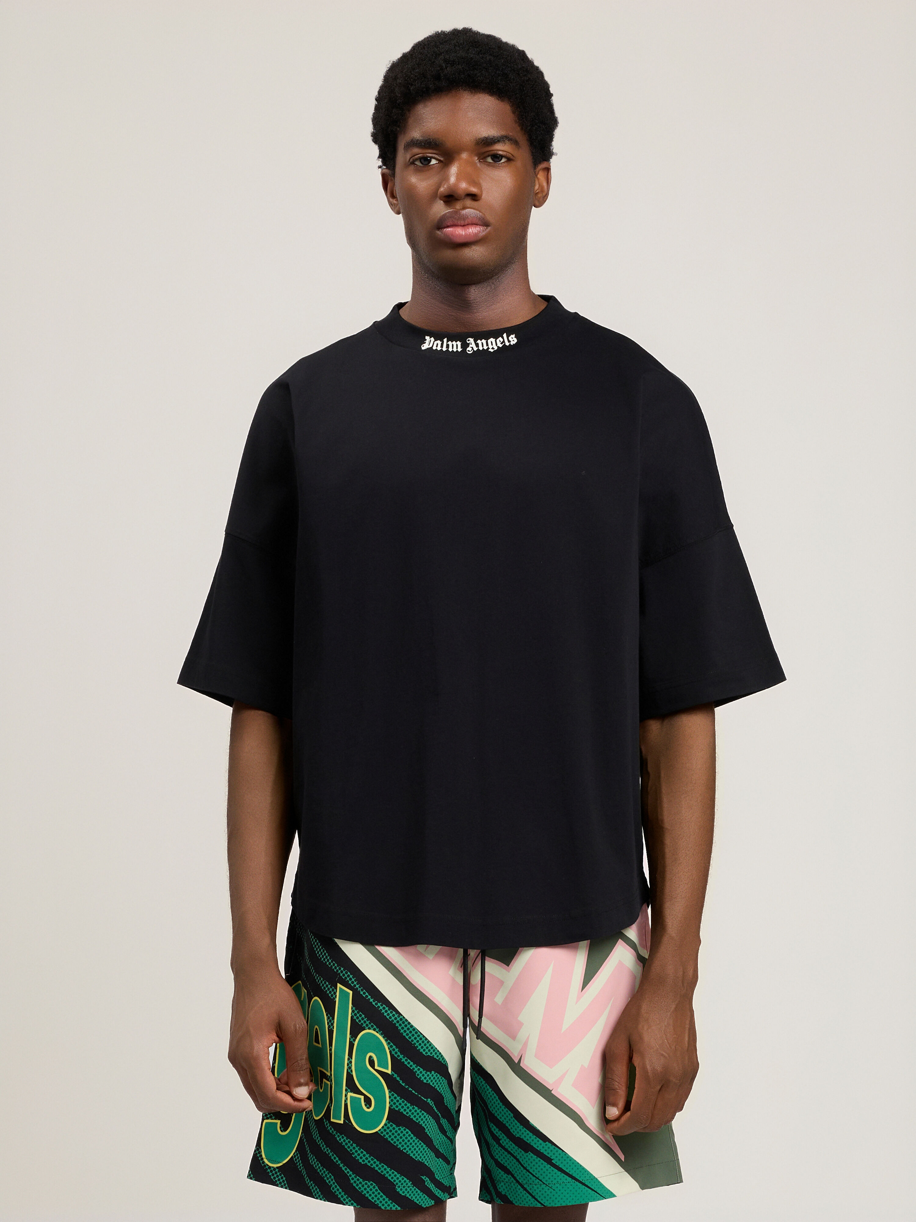 Classic Logo Over T-Shirt in BLACK OFF WHITE for Men | Palm Angels®