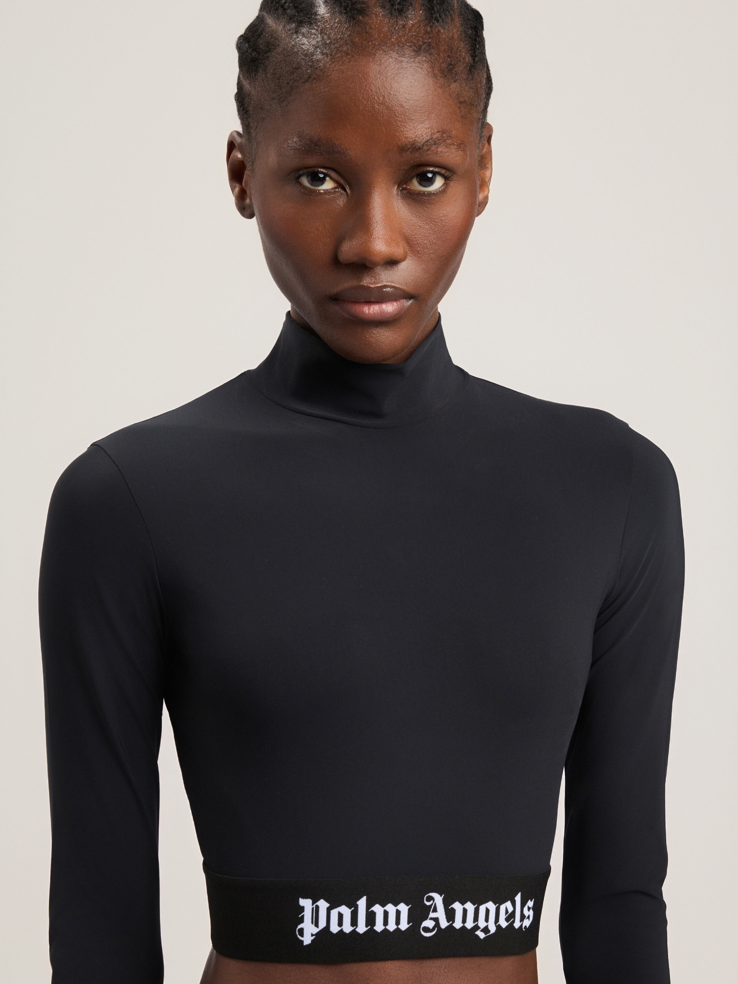 Classic Logo Long-Sleeved Mockneck Top PALM ANGELS Classic Logo Long-Sleeved Mockneck Top BLACK - BLACK PAWVO05F26FB01