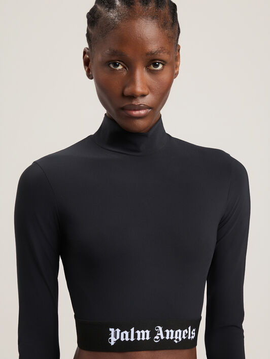 Classic Logo Long-Sleeved Mockneck Top PALM ANGELS Classic Logo Long-Sleeved Mockneck Top BLACK - BLACK PAWVO05F26FB01