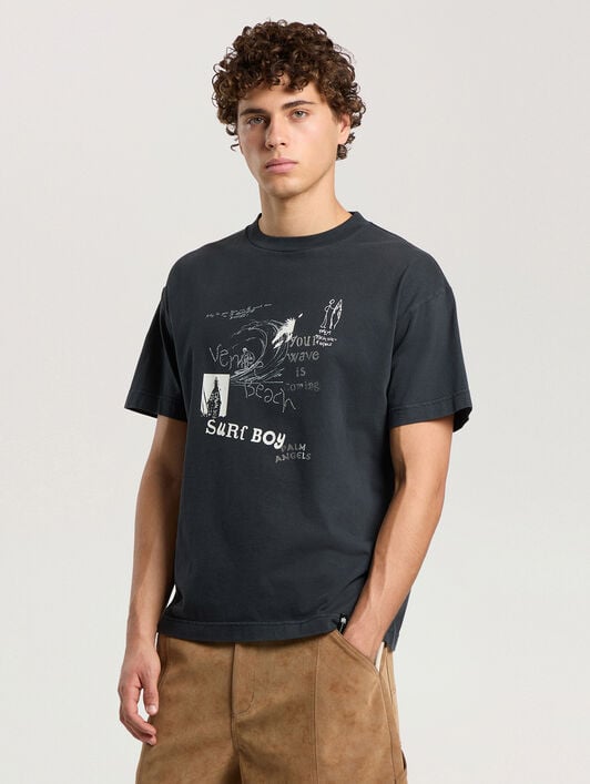 Surf Boy Regular T-Shirt PALM ANGELS Surf Boy Regular T-Shirt ANTHRACITE - BLACK PAMAA01F26JR07