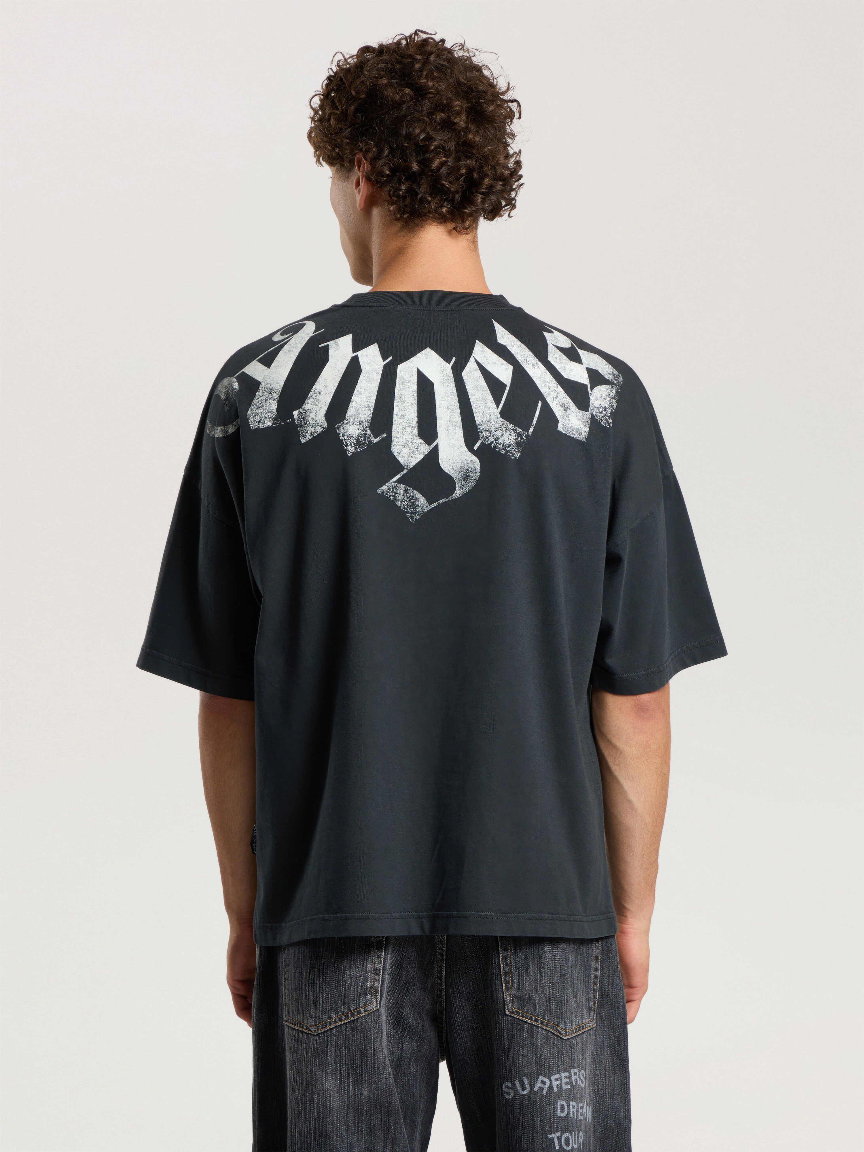 Big Neck Logo Loose T-Shirt PALM ANGELS Big Neck Logo Loose T-Shirt BLACK - OFF WHITE PAMAA03F26JR01